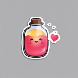 Love Confession in a Bottle Emoji Sticker - Messages of love set adrift in a bottle, , sticker vector art, minimalist design