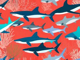 Reef Shark Among Vibrant Coral Clip Art - A reef shark swimming gracefully through vibrant coral,  color vector clipart, minimal style