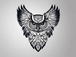 Owl Bird Tattoo - Classic owl tattoo design  minimalist tattoo design, white background