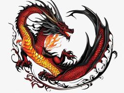 fire dragon tattoo design  simple color tattoo,white background