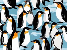 Penguin Clipart, Adorable penguins waddling on icy terrain. 