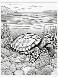 Sea Animal Coloring Pages - Tortoise slowly making its way across the seabed  simple coloring pages