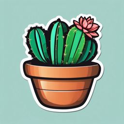 Cactus Pot Sticker - Home decor charm, ,vector color sticker art,minimal