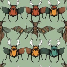 Atlas Beetle Clip Art - An atlas beetle with impressive horns,  color vector clipart, minimal style