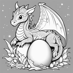 dragon coloring pages - a playful baby dragon hatches from its sparkling egg. 
