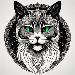 goth cat tattoo  simple vector color tattoo