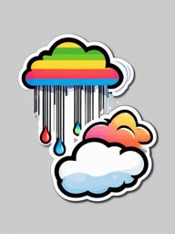 Rainbow and Rain Cloud Emoji Sticker - Colorful rain shower, , sticker vector art, minimalist design