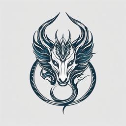 Gemini Dragon Tattoo - Tattoo inspired by the Gemini zodiac sign, featuring a dragon.  simple color tattoo,minimalist,white background