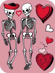 Skeleton clipart - cute skeleton with heart  clipart