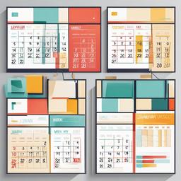 Calendar clipart - calendar with special occasions highlighted  color,minimalist,vector clipart