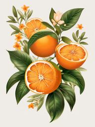 Orange clipart - orange with flowers  clipart