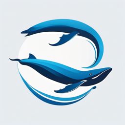 Blue Whales  minimalist design, white background, professional color logo vector art