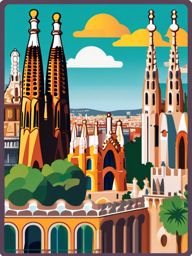 Barcelona clipart - Sagrada Família and Park Güell in Spain, ,color clipart vector style