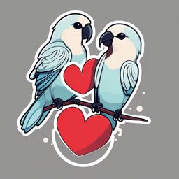 Lovebirds and Heart Emoji Sticker - Whimsical avian affection, , sticker vector art, minimalist design