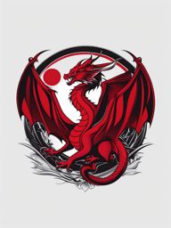 red dragon tattoo minimalist color design 