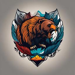 bear and eagle tattoo  simple vector color tattoo