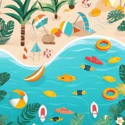 Summer Swimming clipart - Enjoying a swim in clear waters, ,vector color clipart,minimal