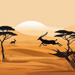 Gazelle Clipart - Gazelle sprinting across the African savannah , minimal, 2d