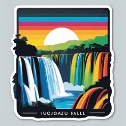 Iguazu Falls Rainbow sticker- Spectacular waterfalls on the Argentina-Brazil border, , sticker vector art, minimalist design