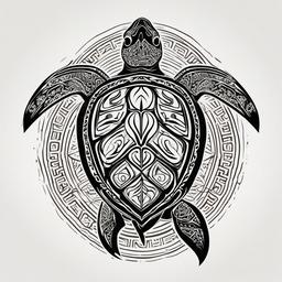 Turtle Tattoo Hawaiian - Pay homage to Hawaiian symbolism with a tattoo featuring the revered sea turtle.  simple vector color tattoo,minmal,white background