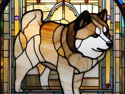 Stained Glass Akita - Akita with fluffy tail  