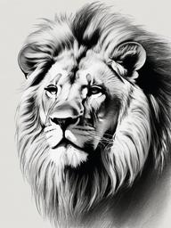 drawing of a lion in savanna  minimal rough sketch scribbles,doodles,black and white