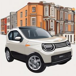 Compact Car Clipart - A compact car designed for city driving.  color vector clipart, minimal style