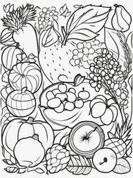 Harvest Time Coloring Pages - Celebrating the Fruits of Labor  minimal black outline printable sheet, coloring page