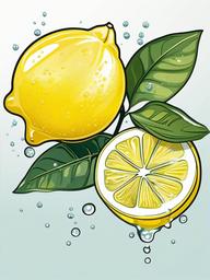 Lemon clipart - lemon floating in sparkling water  color,minimalist,vector clipart