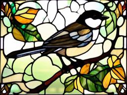 Stained Glass Chickadee - Chickadee in barnyard  