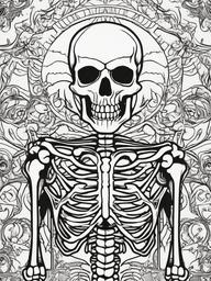 Skeleton Coloring Pages - Bone Rattling Halloween Fright  minimal black outline printable sheet, coloring page