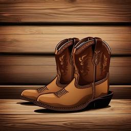 Cowboy Boot clipart - pair of cowboy boots on a wooden floor  