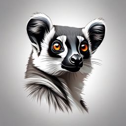 Lemur tattoo, Playful lemur tattoo, signifying social connections and adaptability. , tattoo color art, clean white background