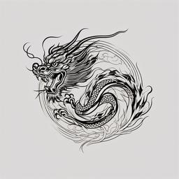 Chinese Dragon Tattoo Small - Small and elegant Chinese dragon tattoo.  simple color tattoo,minimalist,white background