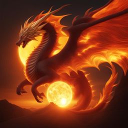 solar dragon harnessing the power of the sun, creating solar flares and radiating solar energy. 