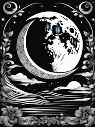moon tattoo black and white design 