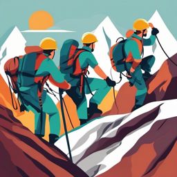 Mountain Climbing Team clipart - A team of climbers in action, ,vector color clipart,minimal