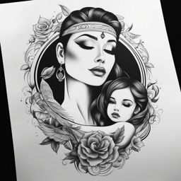 dad and daughter tattoos black and white design 