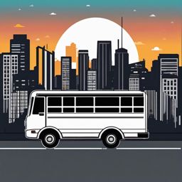 Bus and Cityscape Emoji Sticker - Urban transit adventure, , sticker vector art, minimalist design