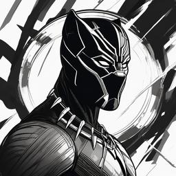 sketch of black panther  minimal rough sketch scribbles,doodles,black and white