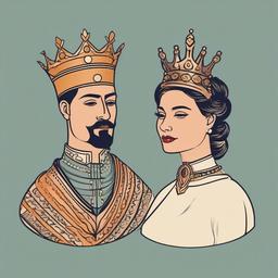 Queen and King Couple Tattoos - Celebrate your unique partnership.  minimalist color tattoo, vector