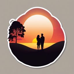 Couple's Silhouette and Sunrise Emoji Sticker - Love illuminated by the sunrise, , sticker vector art, minimalist design