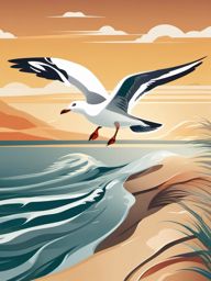 Seagull clipart - Seabird with graceful flight along coastlines, ,color clipart vector style