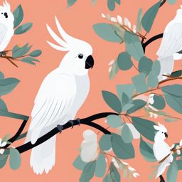 Cockatoo Clipart - Cockatoo chattering and perched on a branch , minimal, 2d