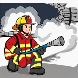 Fireman clipart - fireman using a hose  vector clipart