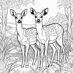 sika deer fawns cute animals coloring page 