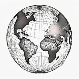 Globe Tattoo Download - A digital-themed tattoo with a globe, symbolizing connectivity.  simple color tattoo design,white background