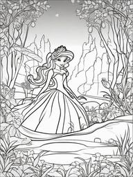 Princess and Frog Coloring Pages - Enchanted Story of Transformation  minimal black outline printable sheet, coloring page