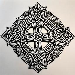 celtic cross tribal tattoos  simple color tattoo,minimal,white background