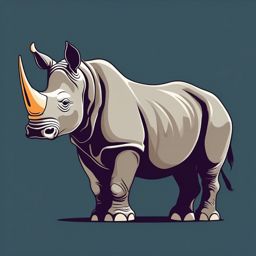 Rhinoceros Clip Art - A sturdy rhinoceros with a horn,  color vector clipart, minimal style